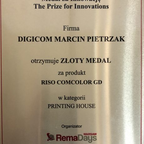 Złoty medal dla Digicom w kategorii "prize for innovation"